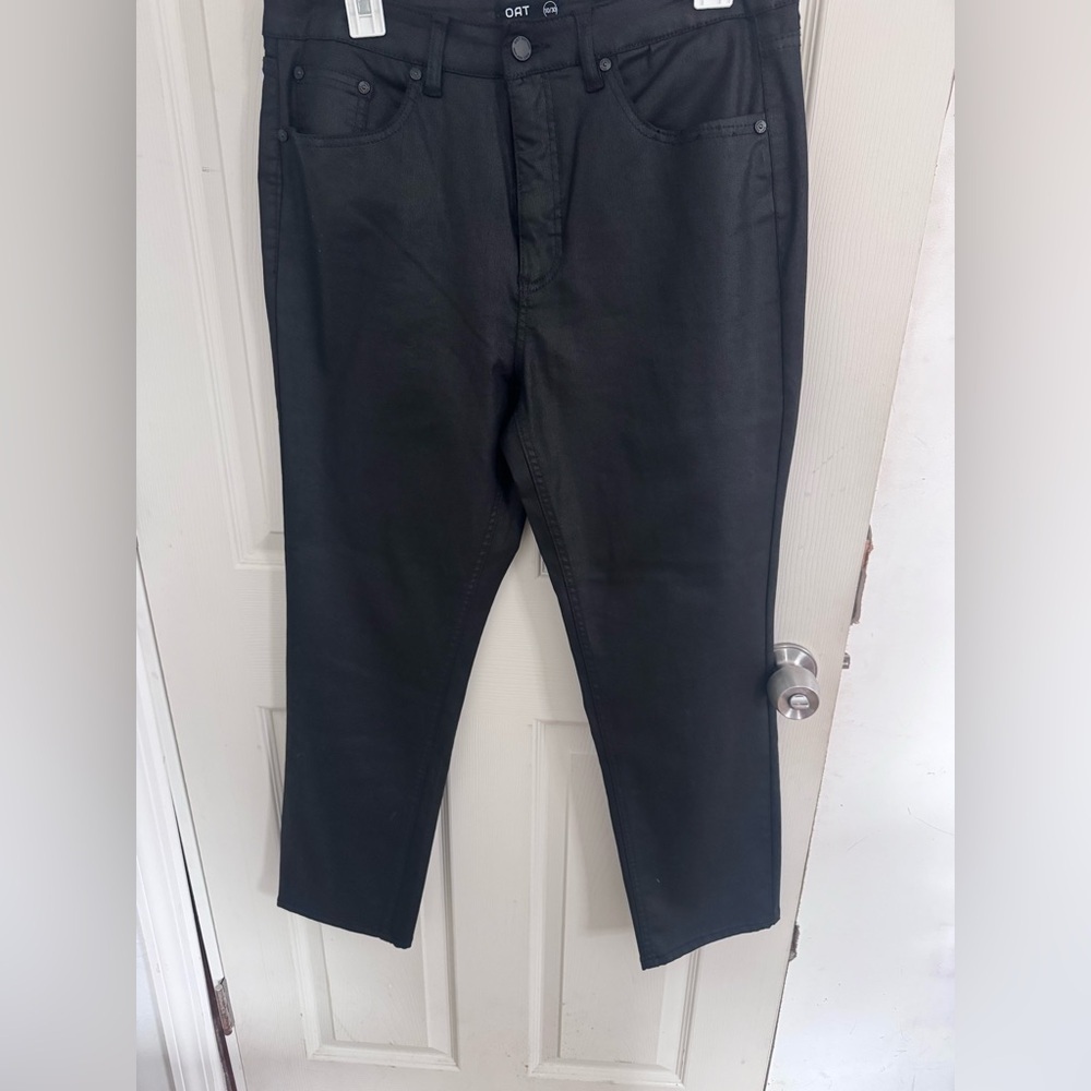 Oat New York Wide Leg High Rise Black Coated Jeans Women's 30/10